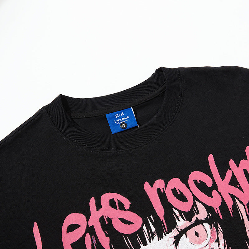 Nyc T-Shirt Comic Girl Printed Short Sleeve T-Shirt Summer Loose Casual Top