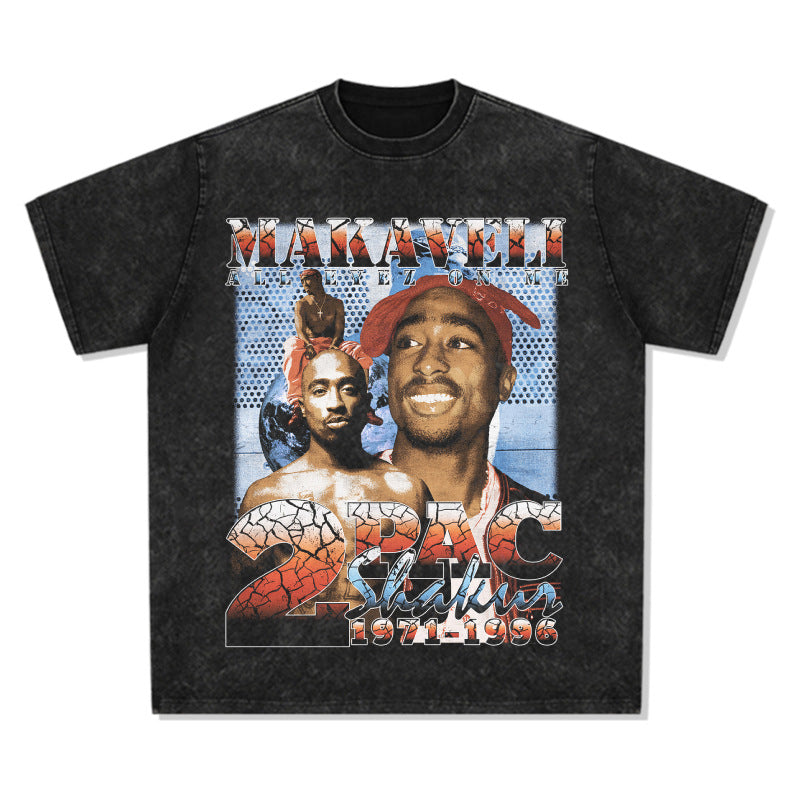 Cool t rapper vintage hip hop tupac print long sleeve short sleeve t-shirt
