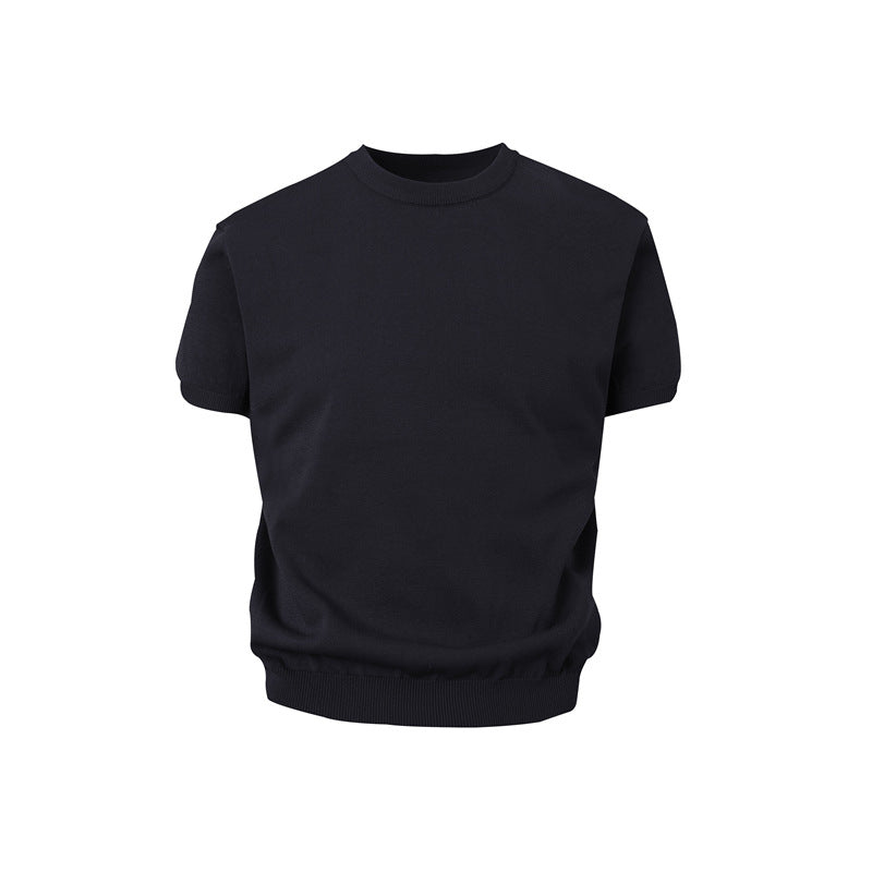 Stone Wash T shirt Vintage Knitted Short Sleeve Cleanfitt T-Shirt