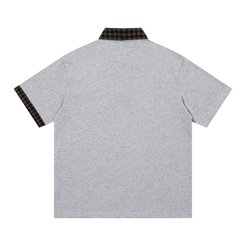 Hip Hop Shirts For Boys Vintage Alphabet Embroidered Short Sleeve POLO Shirt Loose Top