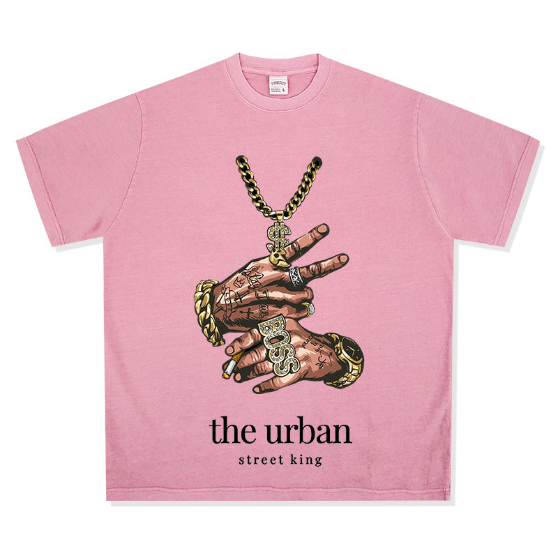 Streetwear masculino summer vintage short sleeve hip hop print t-shirt