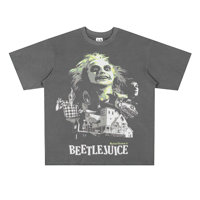 Film Star T Shirt Cotton Short Sleeve Loose Nostalgic American Retro T-shirt Men and Women