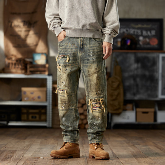 1990 Fashion Jeans Retro Trousers Autumn/Winter Loose Ripped Patch Jeans