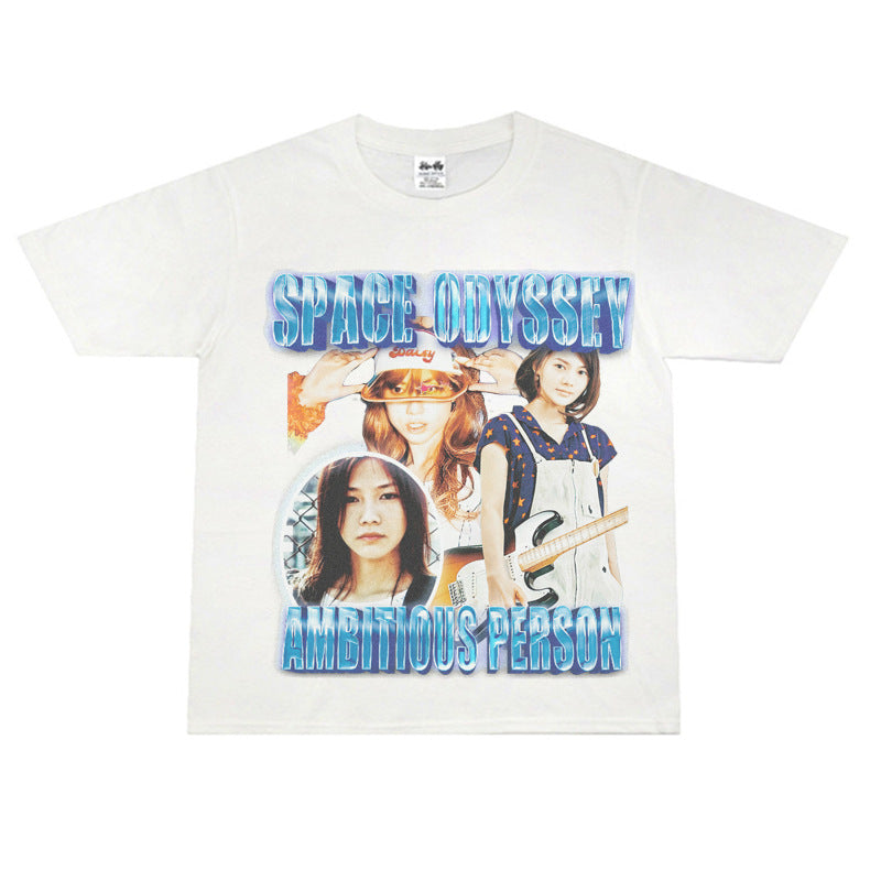 Film Star T Shirt Loose Heavy Retro Street T-shirt Men and Women