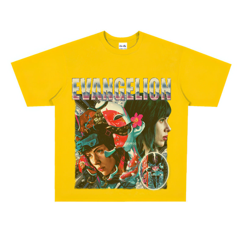 Film Star T Shirt European and American Classic Movie Attack Shell Mobile Team Short Sleeve Loose Retro Printed T-shirt