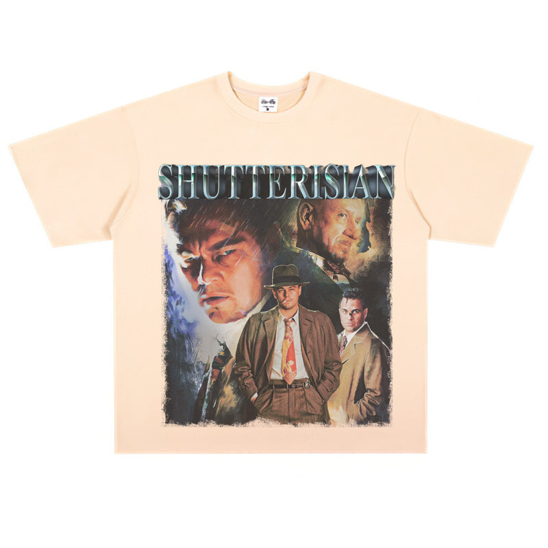 Film Star T Shirt Cotton Short Sleeve Loose Retro American T-shirt Men