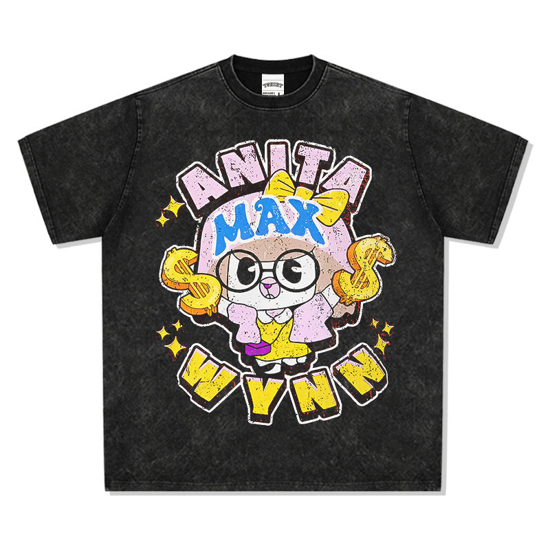 Outfit streetwear vintage hip hop Drake AnitaMaxWin print short sleeve t-shirt