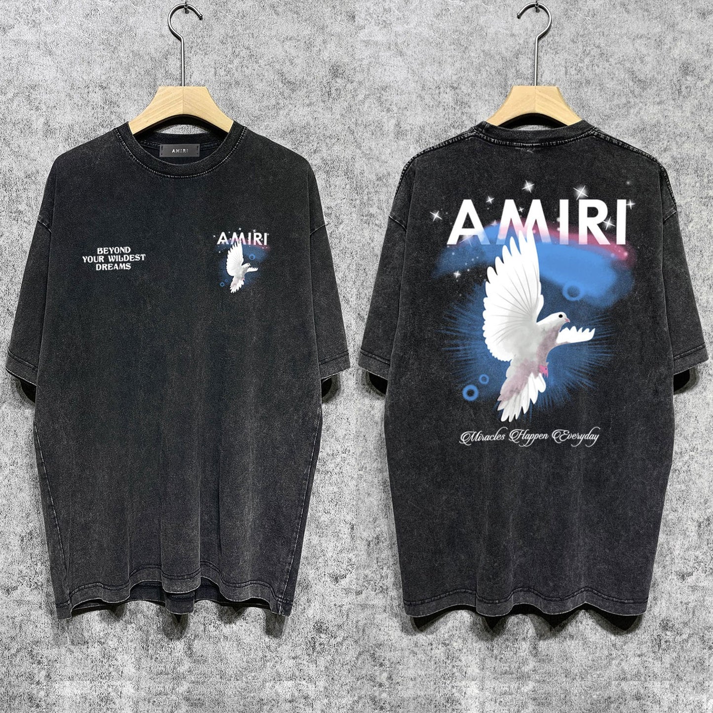 Amiri T-shirt Washed and Worn Retro Short Sleeve T-shirt