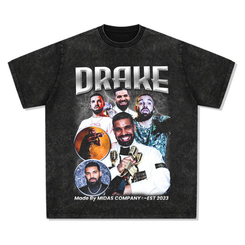 Cool t rapper vintage hip hop drake drake print short sleeve t-shirt