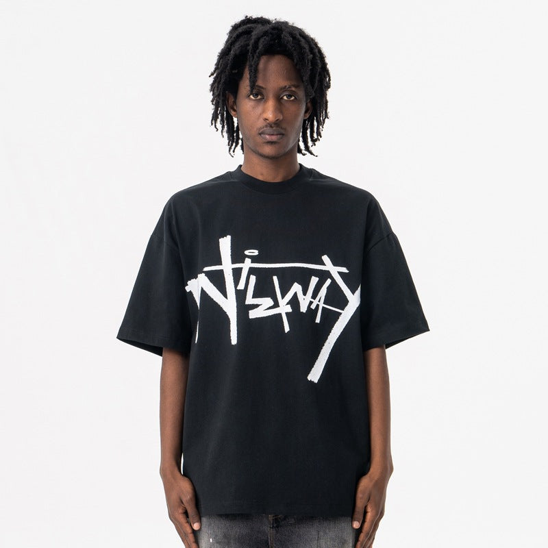 Vintage 90s Hip Hop Clothing Summer Vintage Graffiti Short Sleeve T-Shirt