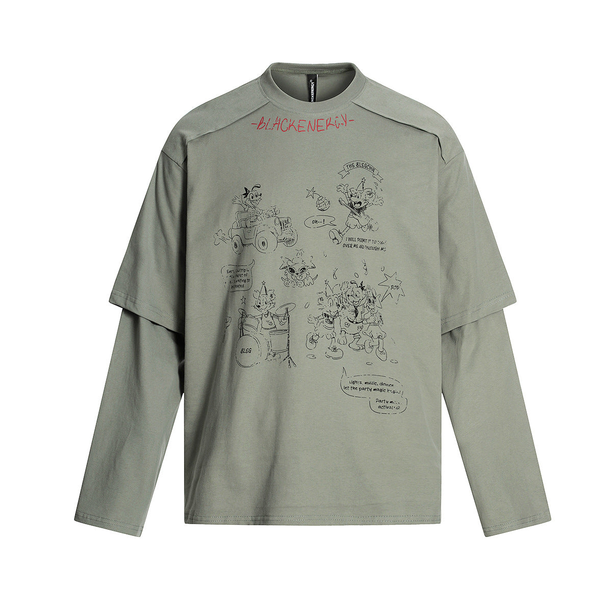 Unisex long-sleeved shirt autum washed fake two-piece