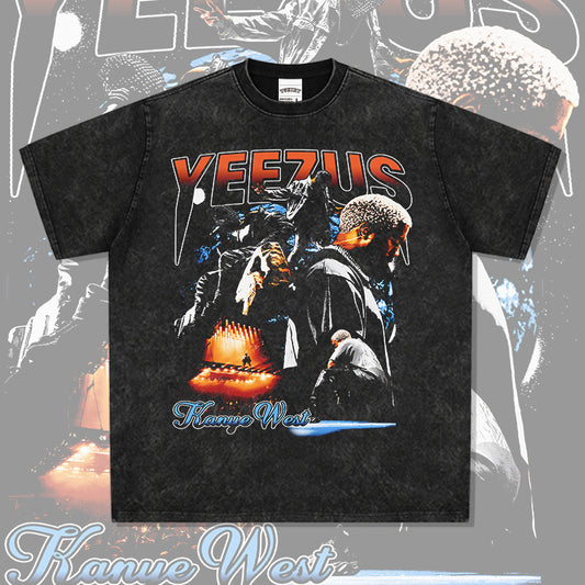 Streetwear masculino vintage hip hop kanye kanye print short sleeve t-shirt