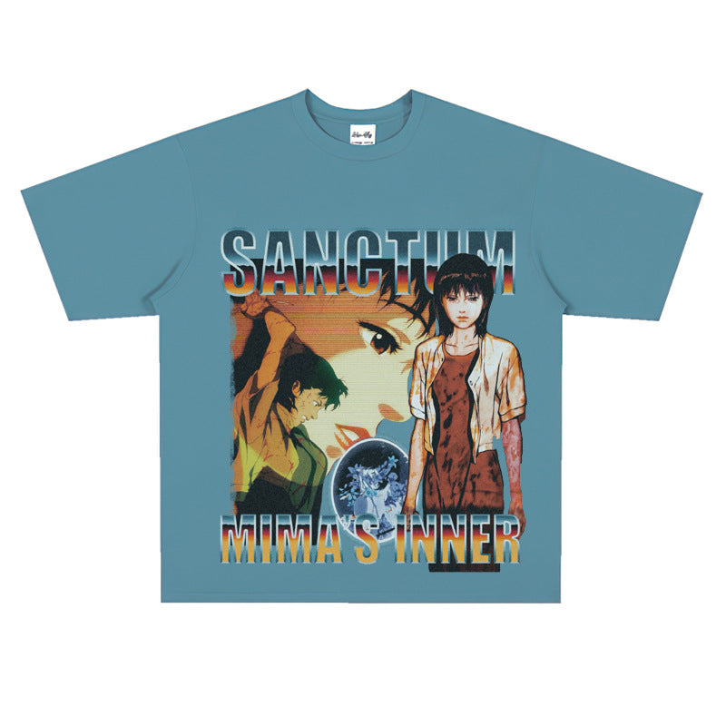 Film Star T Shirt Loose American Retro Street Cotton T-shirt for Men and Women
