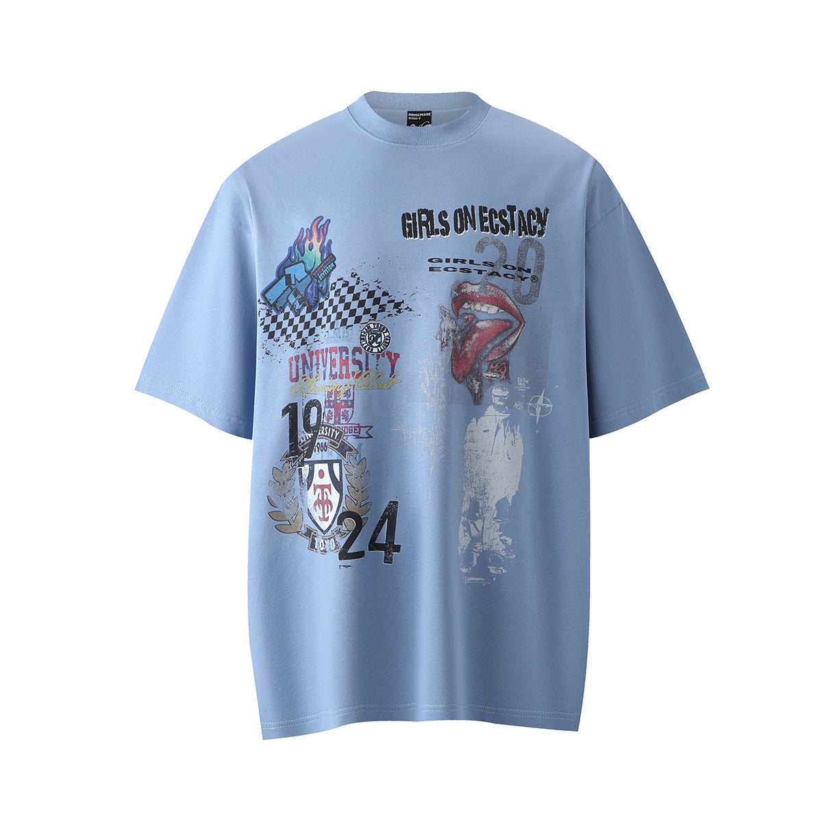 Hip hop shirt vintage t-shirt short sleeve loose character print