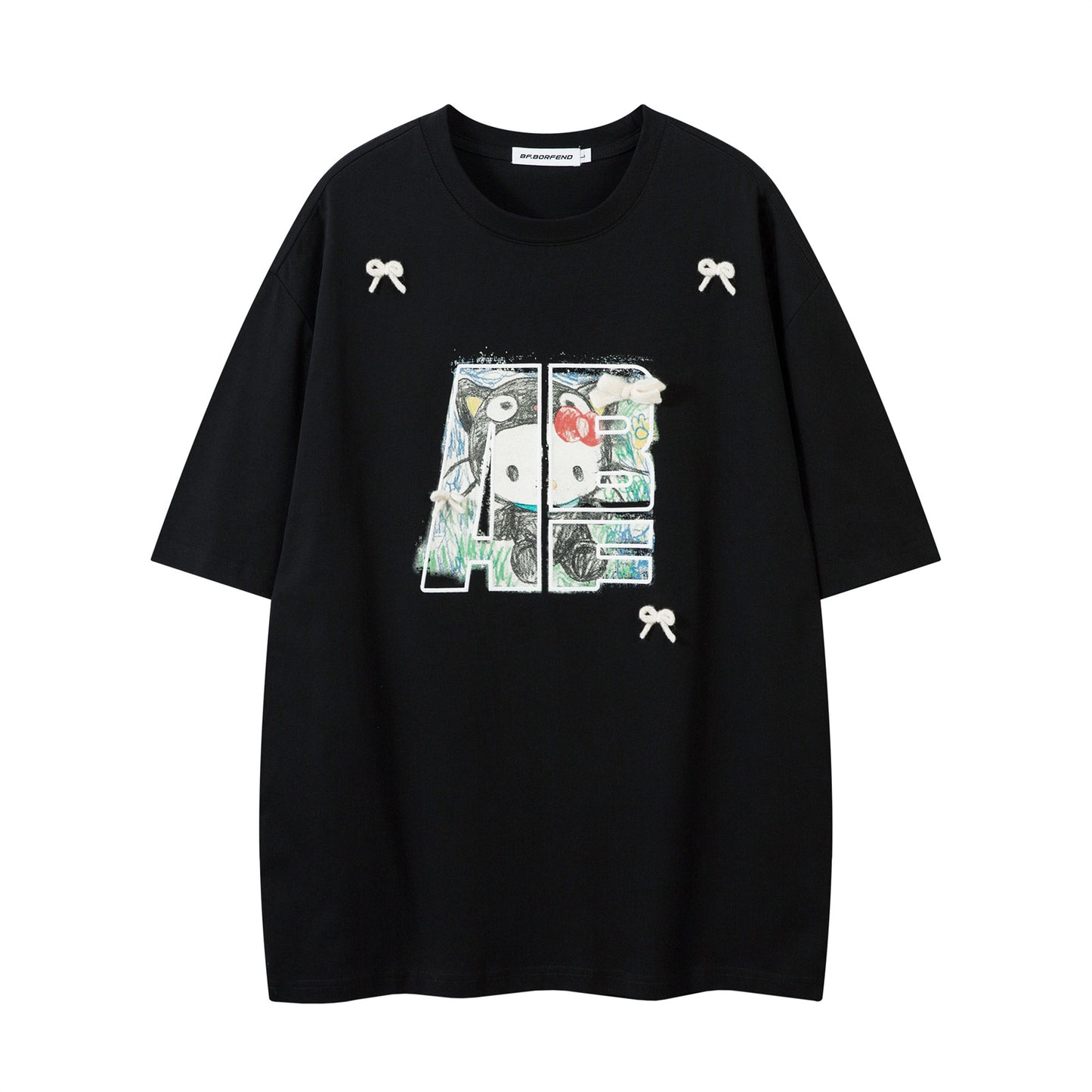 Distorted vintage graffiti short-sleeved t-shirt summer loose casual top