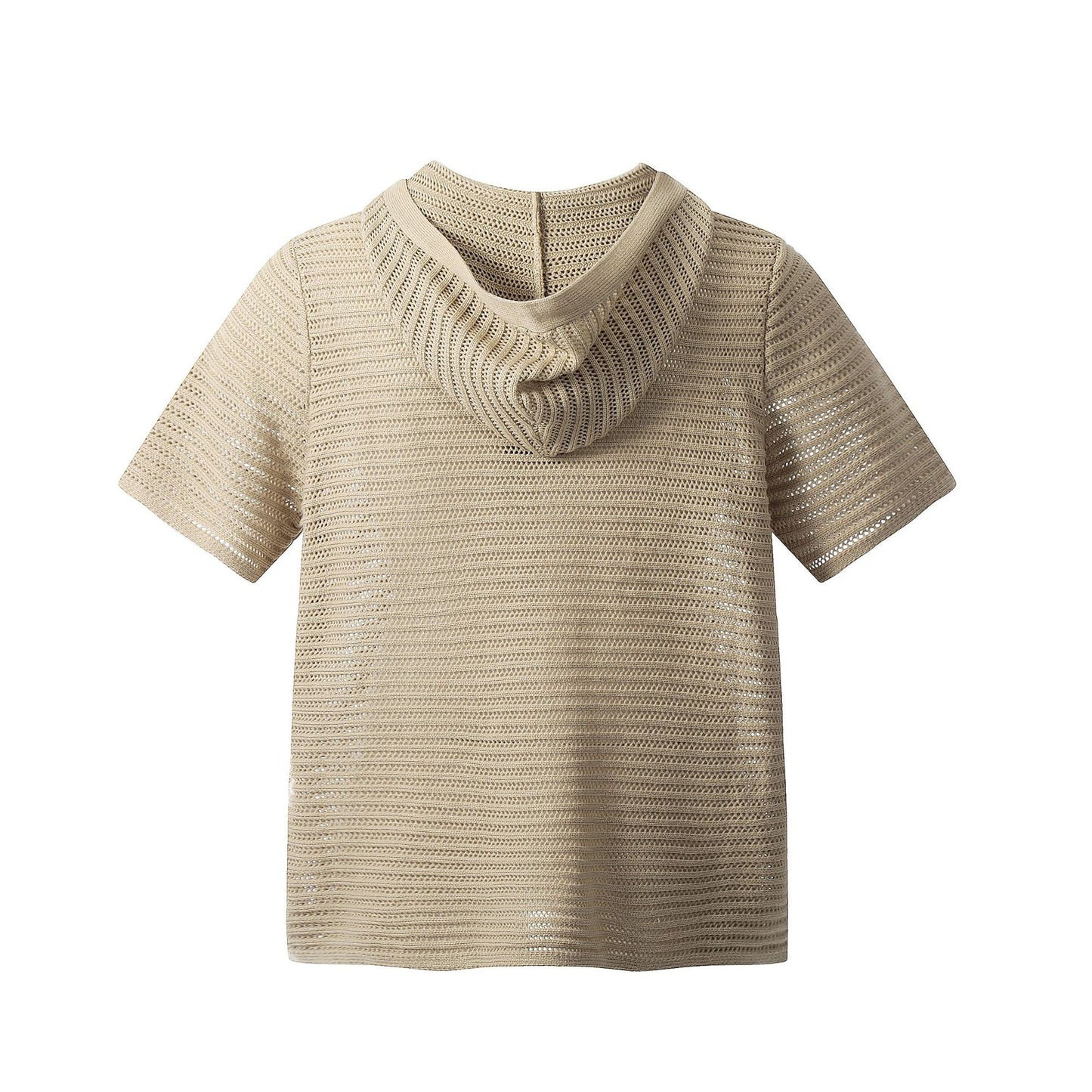 Retro Style Shirt For Men Vintage Hooded Knitwear Short Sleeve T-Shirt Hollow Out