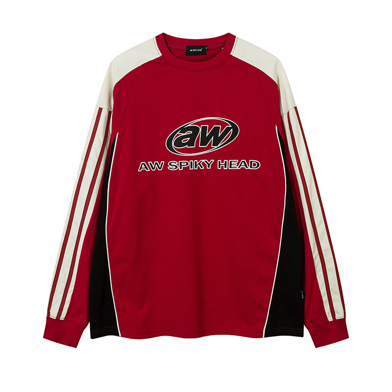 Racing oversized t shirt retro racing style long sleeve t-shirt