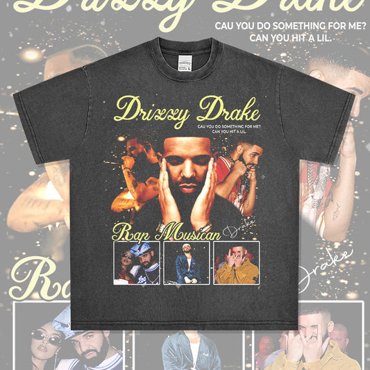 Outfit streetwear vintage hip hop drake drake print short sleeve t-shirt