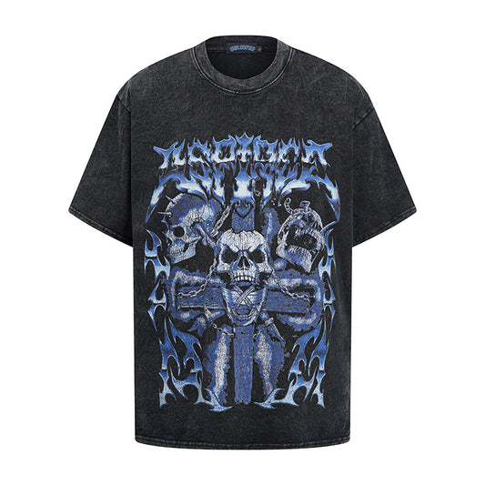 Hip hop shirt summer hip hop skull print t-shirt short sleeve