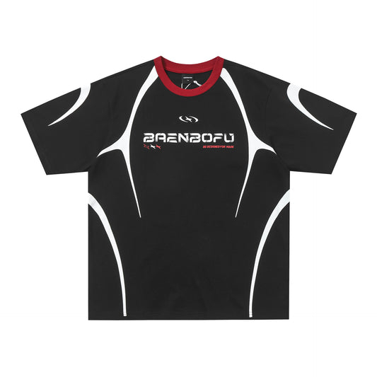 Racing oversized t shirt summer, short-sleeved sweatshirt racing suit locomotive wind print t-shirt
