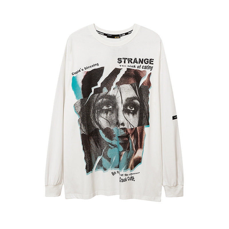 Vintage T Shirts Hip Hop Joker Print Long Sleeve T-Shirt
