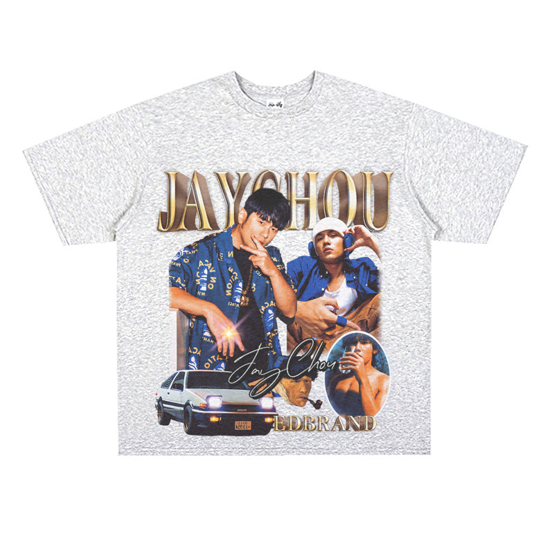 Film Star T Shirt Jay Chou Peripheral Loose National Fashion Retro Street Cotton T-shirt