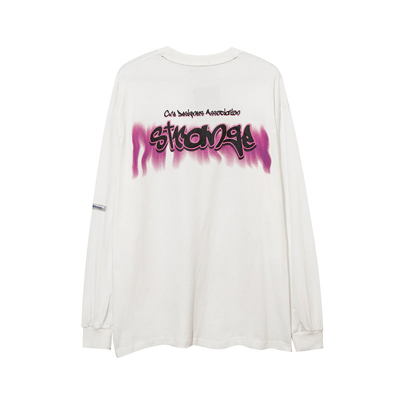 Vintage T Shirts Hip Hop Cartoon Print Long Sleeve T-Shirt Oversize Loose