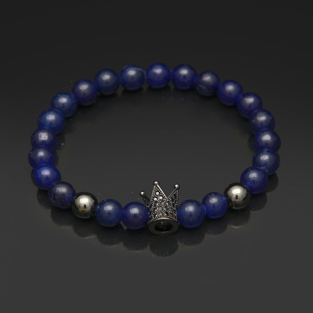 Bracelet Tiger's Eye Volcanic Stone Agate Microencrusted Zircon Hip Hop Royalty