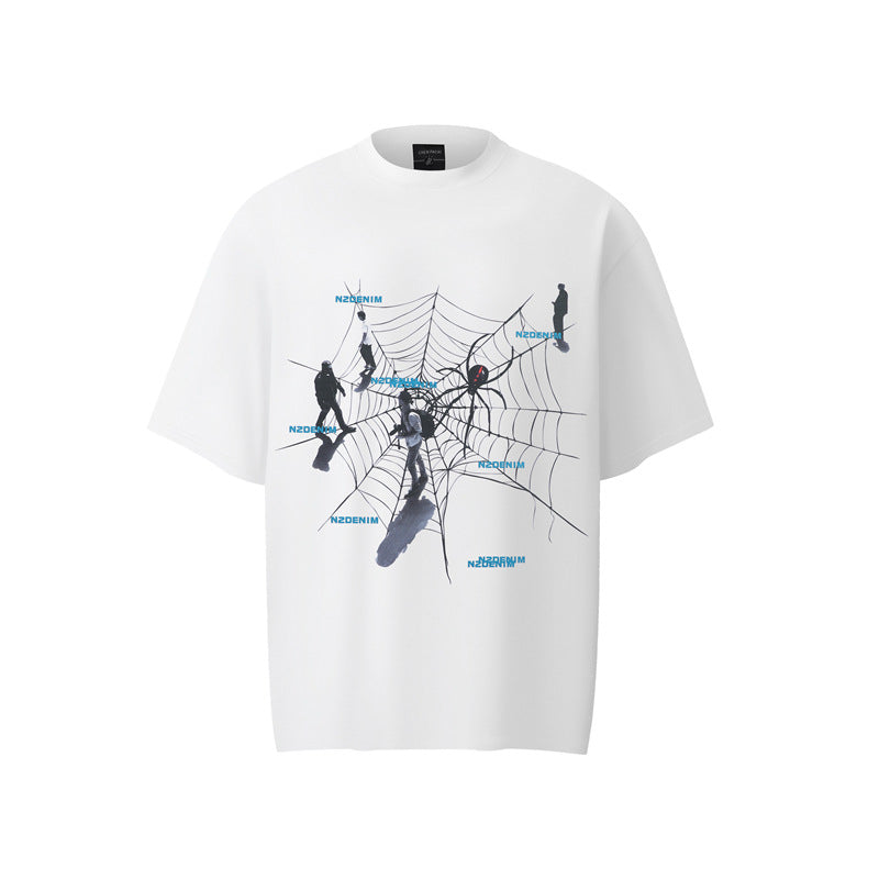 Hip hop shirt summer hip hop spider web t-shirt short sleeve