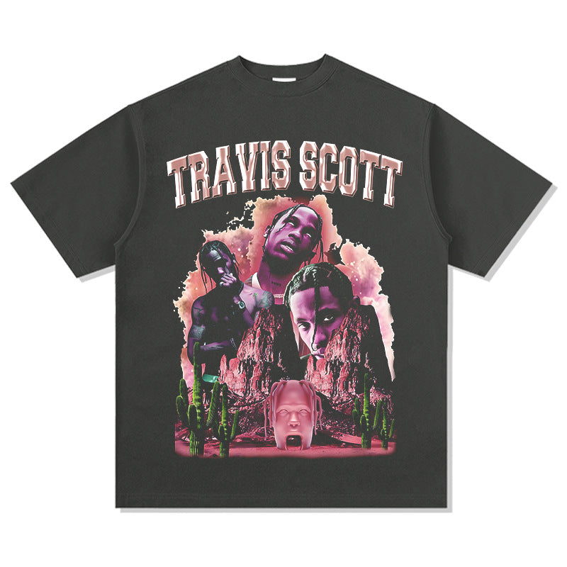 Cool t rapper travis scott print short sleeve t-shirt