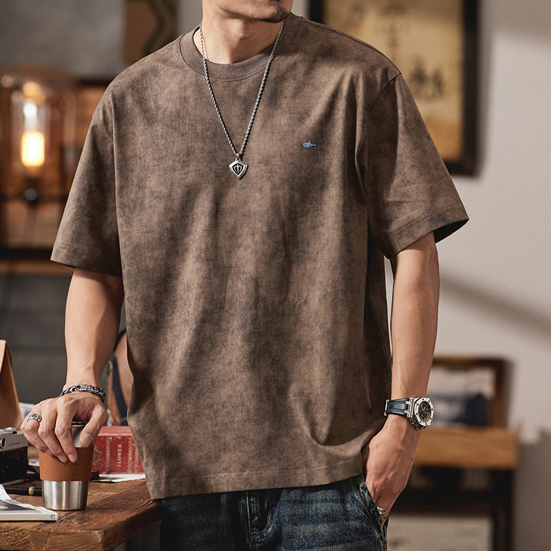 Men T-shirts Short Sleeve Summer Loose Vintage Top