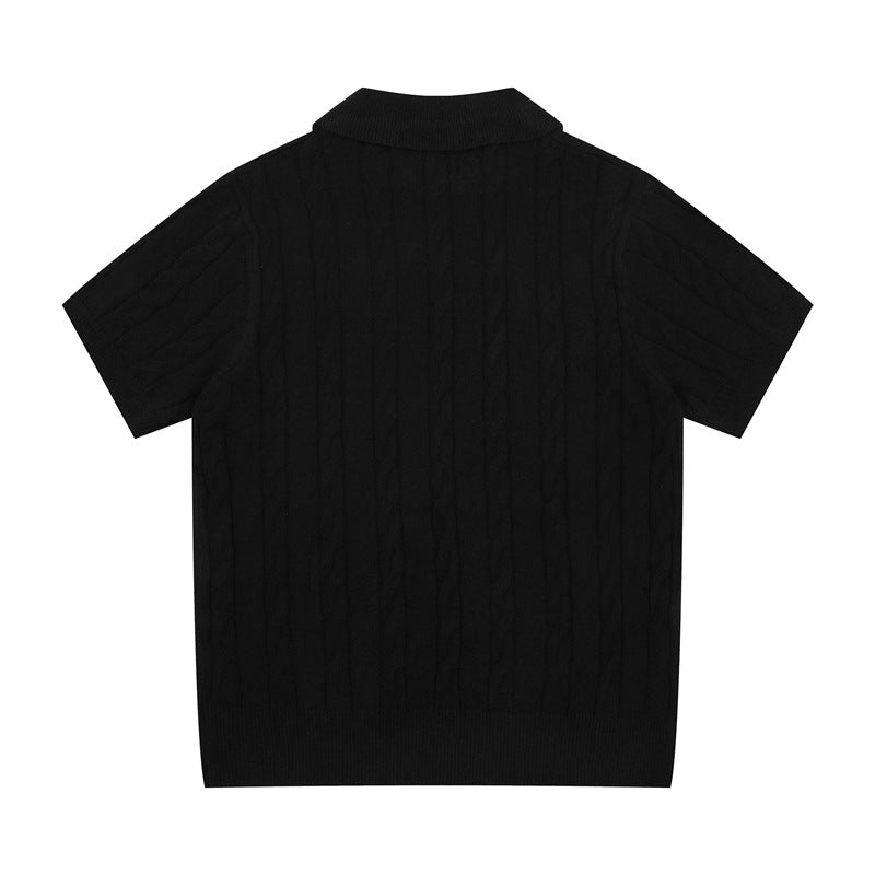 Hip Hop Shirts For Boys Lapel Knitted Short Sleeve Men's Summer Lapel Polo Shirt
