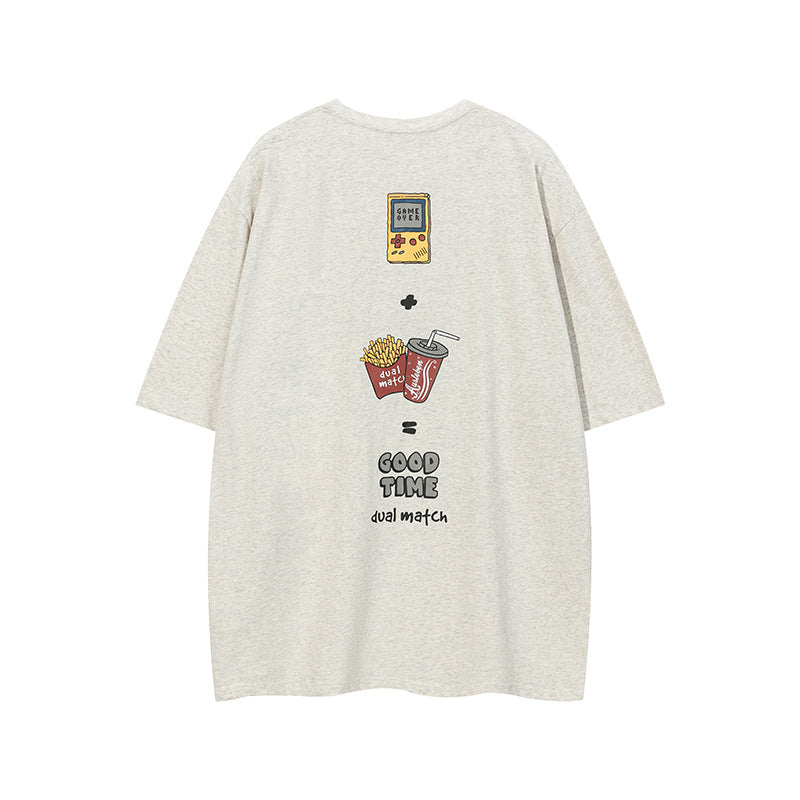 Vice Streetwear Short Sleeve T-Shirt Spring Summer Short Sleeve Crew Neck Loose Top T-Shirts