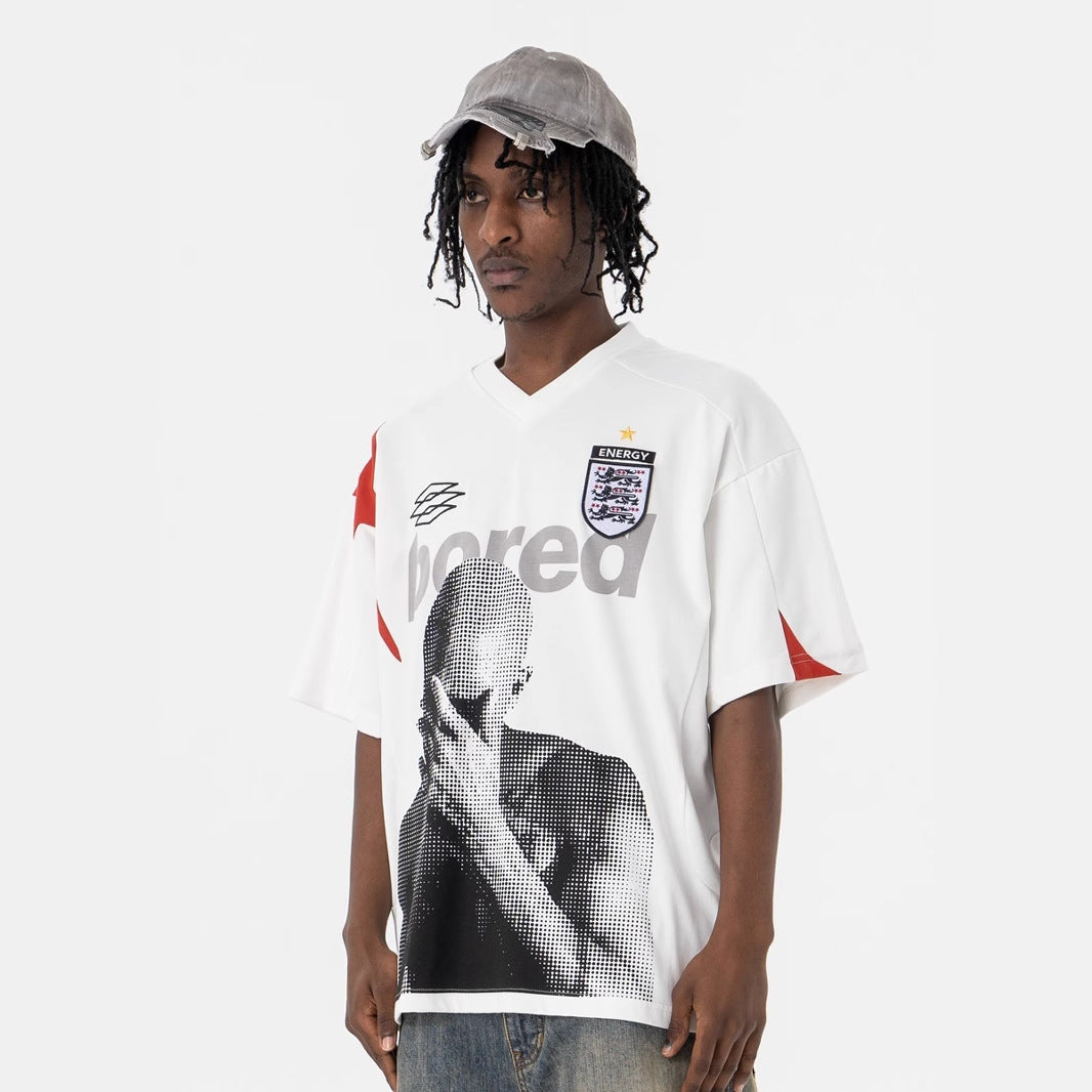 Vintage 90s Hip Hop Clothing Summer Vintage V-Neck Short Sleeve T-Shirt