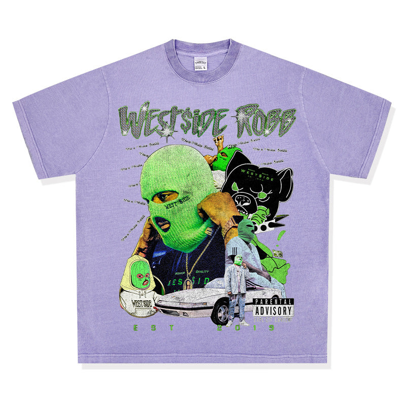 Cool t rapper hip hop robb print vintage hiphop short sleeve t-shirt