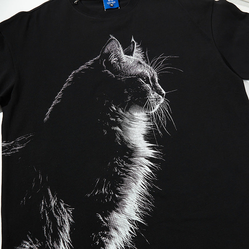 Nyc T Shirt Cat Necklace Short Sleeve T-Shirt Summer Top