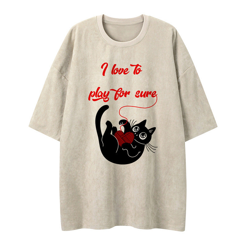 US drip outfits Summer Vintage Casual Loose Short Sleeve T-Shirts