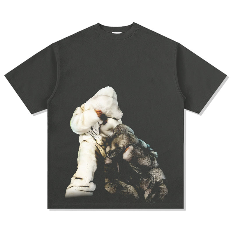 Streetwear masculino vintage hip hop drake drake print short sleeve t-shirt