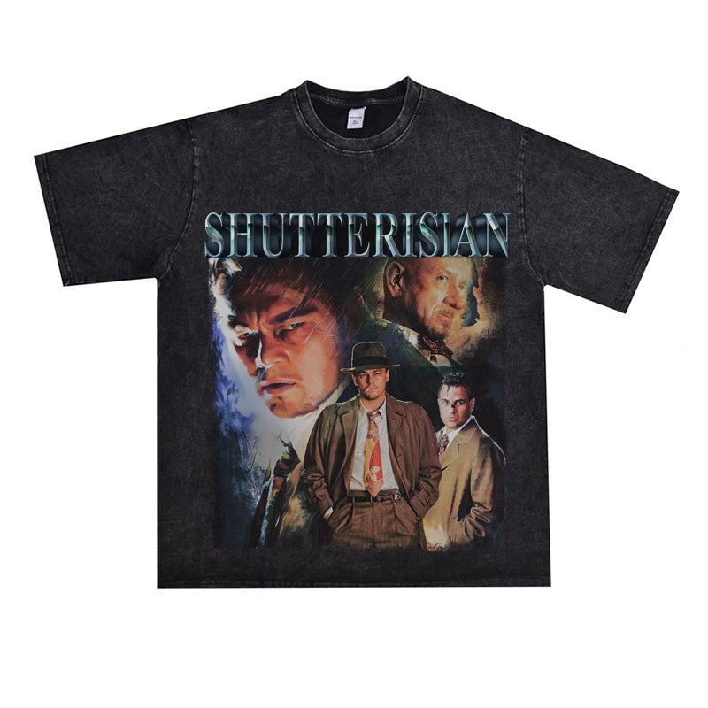 Film Star T Shirt Cotton Short Sleeve Loose Retro American T-shirt Men