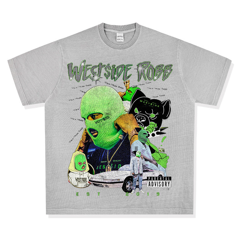 Cool t rapper hip hop robb print vintage hiphop short sleeve t-shirt