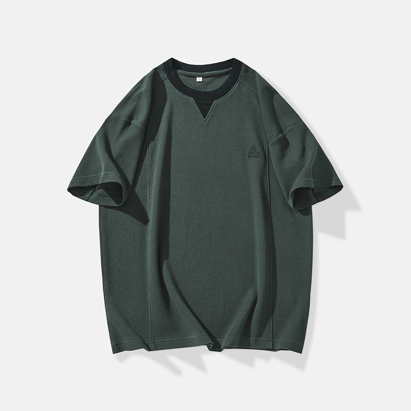 Men T-shirts Fake two-piece splicing short-sleeved top Summer loose