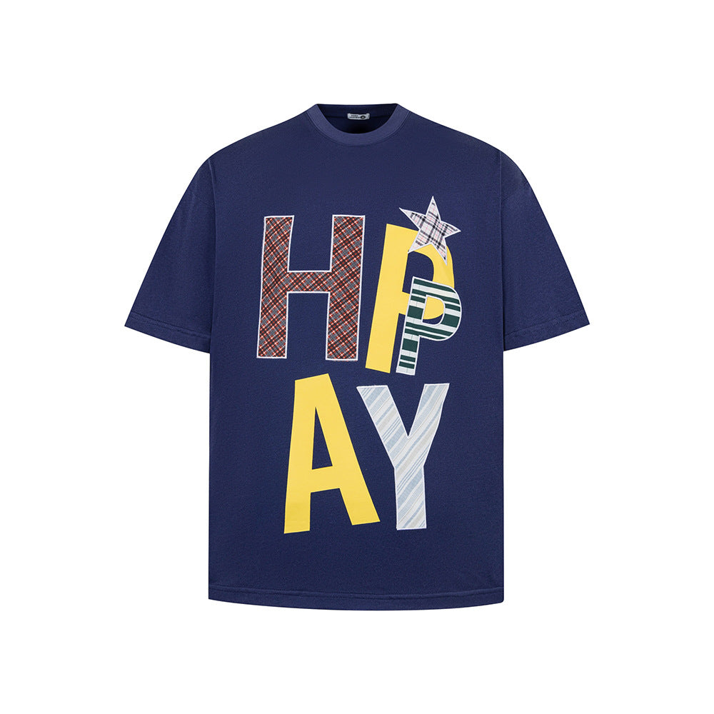 T shirt vintage usa embroidery short sleeve t-shirt loose