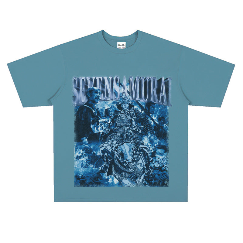 Film Star T Shirt Trendy Cotton Short Sleeve Loose round Neck Retro T-shirt for Men and Women