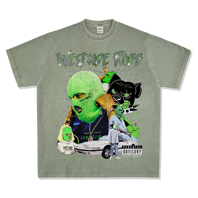 Cool t rapper hip hop robb print vintage hiphop short sleeve t-shirt