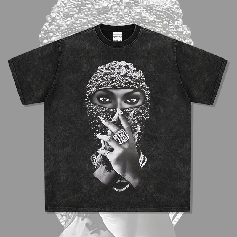 Cool t rapper summer t-shirt pearl masked man print short sleeve t-shirt