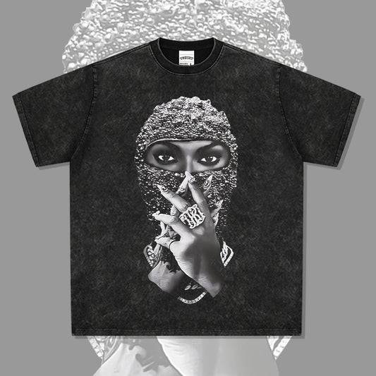 Cool t rapper summer t-shirt pearl masked man print short sleeve t-shirt