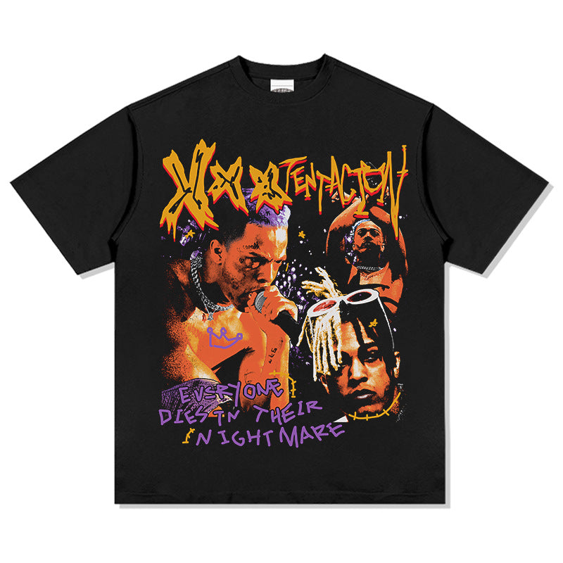 Streetwear masculino vintage XXX Tentacion print short sleeve t-shirt vintage