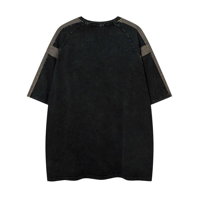 Y2K mens shirt contrasting color short-sleeved t-shirt casual