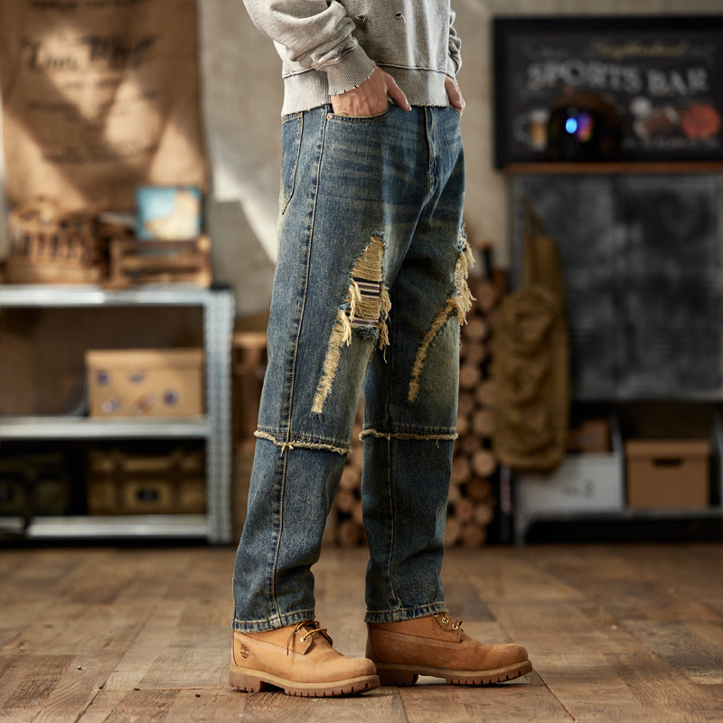 1990 Fashion Jeans Retro Ripped Old Jeans