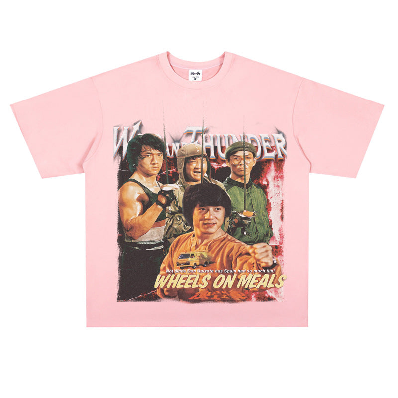 Film Star T Shirt Short Sleeve Retro American Street T-shirt for Men and Women